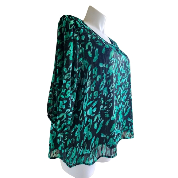 Retrology Green Black Plus Size Blouse NWT! Size 2X - Picture 3 of 10